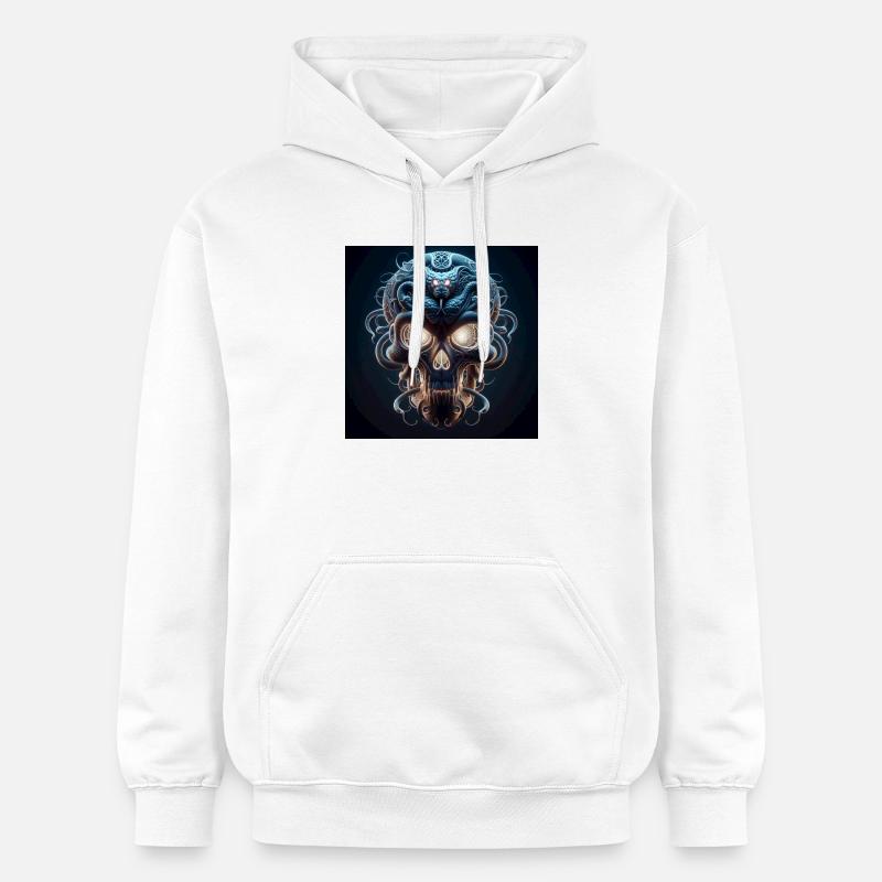 Crâne fusionné avec serpent 3D - Sweat à capuche Softstyle® Gildan Unisexe - blanc