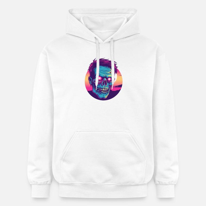 Zombie-Synthwave 2 - Gildan Unisex Softstyle® Midweight Hoodie - Weiß