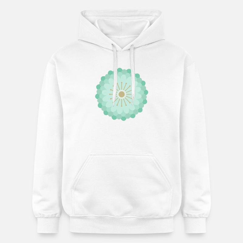 Vert menthe et fleur dorée - Sweat à capuche Softstyle® Gildan Unisexe - blanc
