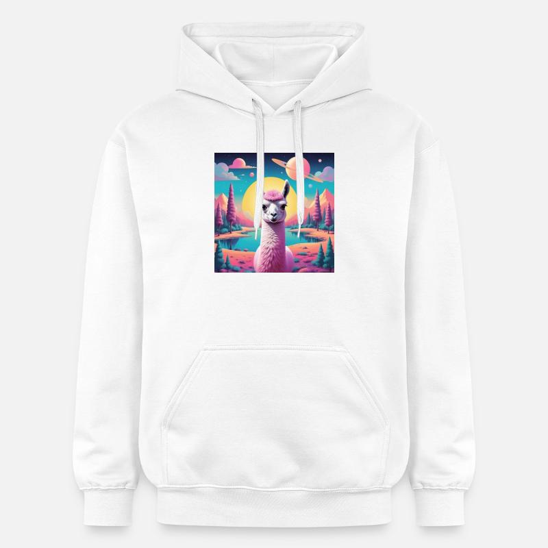 Lama de l’espace - Sweat à capuche Softstyle® Gildan Unisexe - blanc