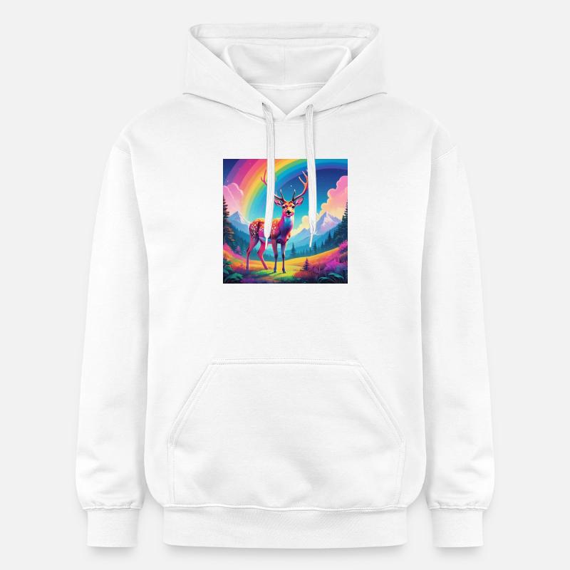 Cerf avec arc-en-ciel - Sweat à capuche Softstyle® Gildan Unisexe - blanc
