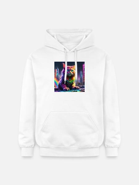 Cat - Gildan Unisex Softstyle® Midweight Hoodie - white