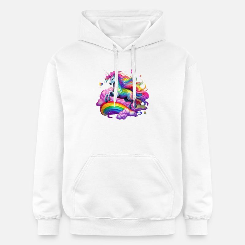 Fee Regenbogen Einhorn - Gildan Unisex Softstyle® Midweight Hoodie - Weiß