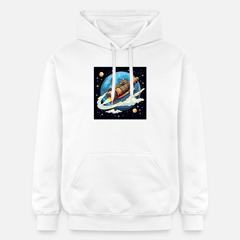 Vol de fusée dans l’espace - Sweat à capuche Softstyle® Gildan Unisexe - blanc