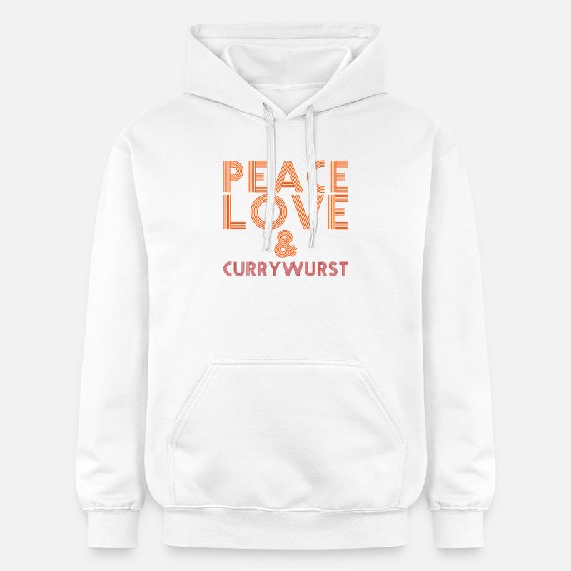 Paix, amour et Currywurst - Sweat à capuche Softstyle® Gildan Unisexe - blanc