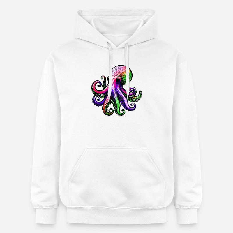 Pieuvre - Sweat à capuche Softstyle® Gildan Unisexe - blanc