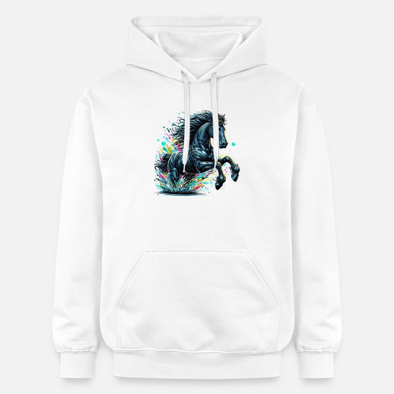 Cheval - Sweat à capuche Softstyle® Gildan Unisexe - blanc