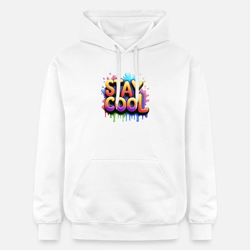 Restez cool texte 3d - Sweat à capuche Softstyle® Gildan Unisexe - blanc