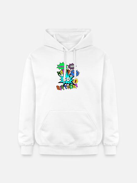 50-års fødselsdag,50 år,Tillykke med fødselsdagen Comic (25) - Gildan Softstyle® Midweight unisex-hoodie - hvid
