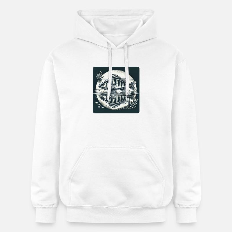 Perche, design naturel pour pêcheur - Sweat à capuche Softstyle® Gildan Unisexe - blanc