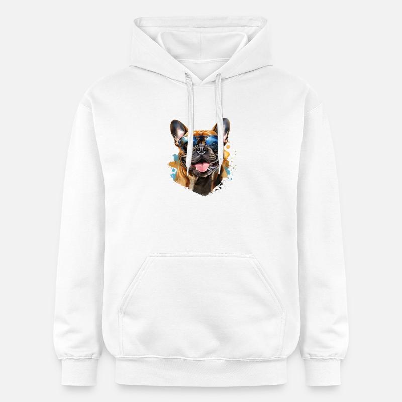 Frenchie avec lunettes de soleil - Sweat à capuche Softstyle® Gildan Unisexe - blanc
