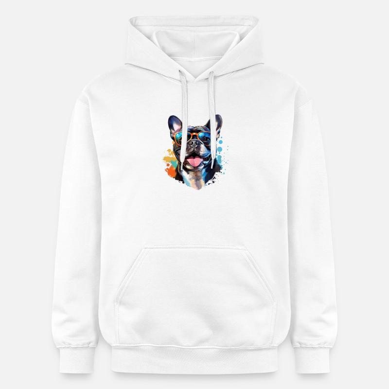 Frenchie avec lunettes de soleil - Sweat à capuche Softstyle® Gildan Unisexe - blanc