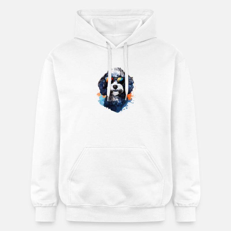Caniche avec lunettes de soleil - Sweat à capuche Softstyle® Gildan Unisexe - blanc