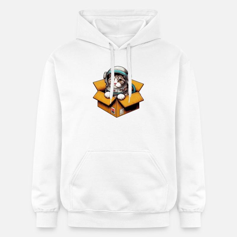 Chat astronaute - Sweat à capuche Softstyle® Gildan Unisexe - blanc