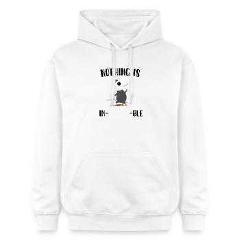 Rien n’est impossible - Sweat à capuche Softstyle® Gildan Unisexe - blanc - Devant - Liana (172cm) & Jaron (178cm)