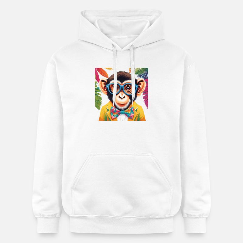 Lebendiger Affe in stilvoller Kleidung - Gildan Unisex Softstyle® Midweight Hoodie - Weiß
