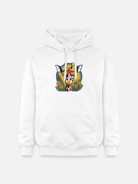 Leken sjiraff med solbriller - Gildan Unisex Softstyle® Midweight Hoodie - hvit