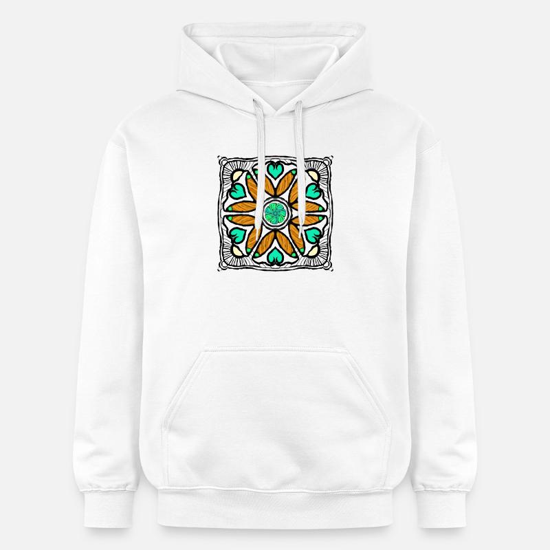 Fleur pop art avec des coeurs - Sweat à capuche Softstyle® Gildan Unisexe - blanc