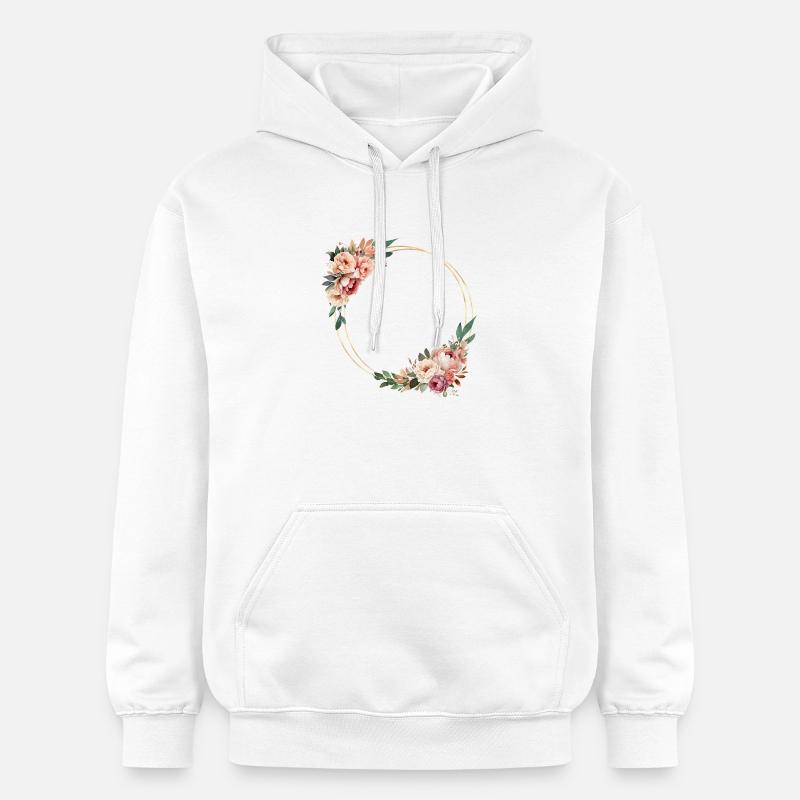 Couronne de fleurs rustique, personnalisable - Sweat à capuche Softstyle® Gildan Unisexe - blanc