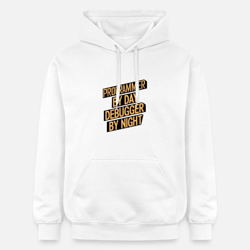 Programmeur le jour, débogueur la nuit - Sweat à capuche Softstyle® Gildan Unisexe - blanc