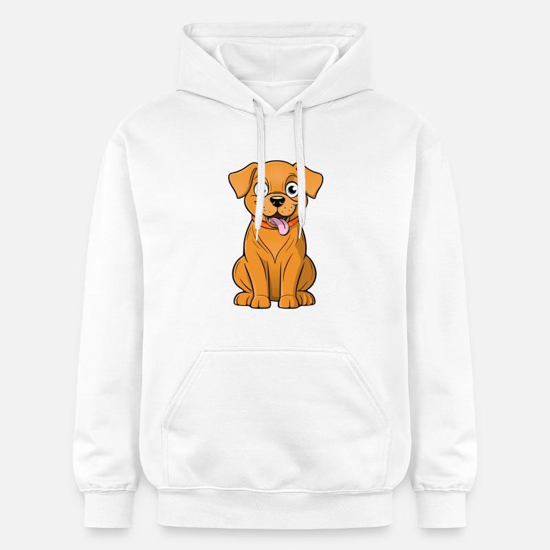 Chien brun joyeux et mignon - Sweat à capuche Softstyle® Gildan Unisexe - blanc