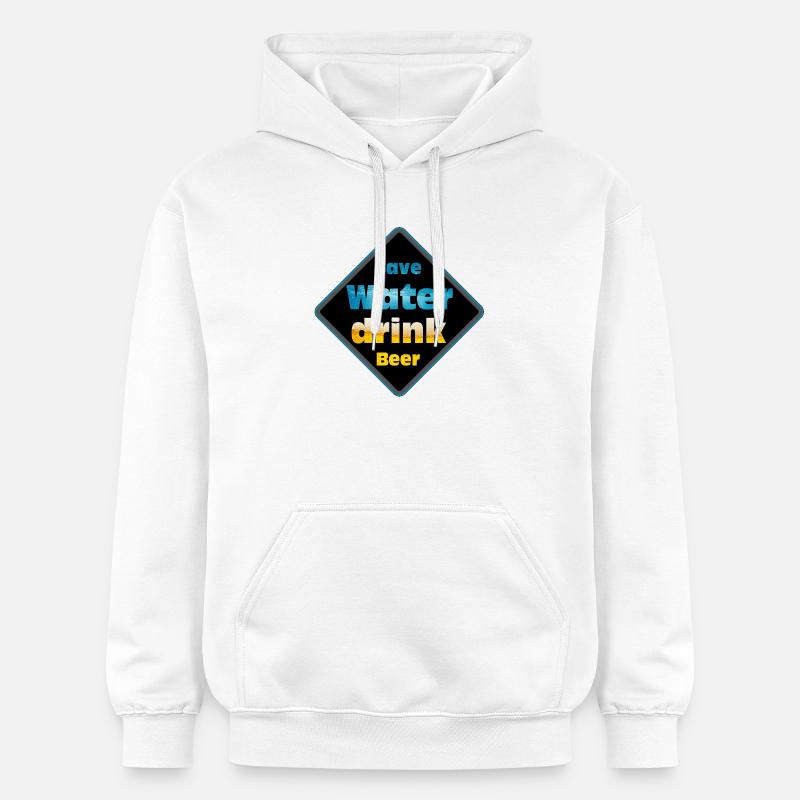 Save Water Drink Beer Schild-Design - Gildan Unisex Softstyle® Midweight Hoodie - Weiß