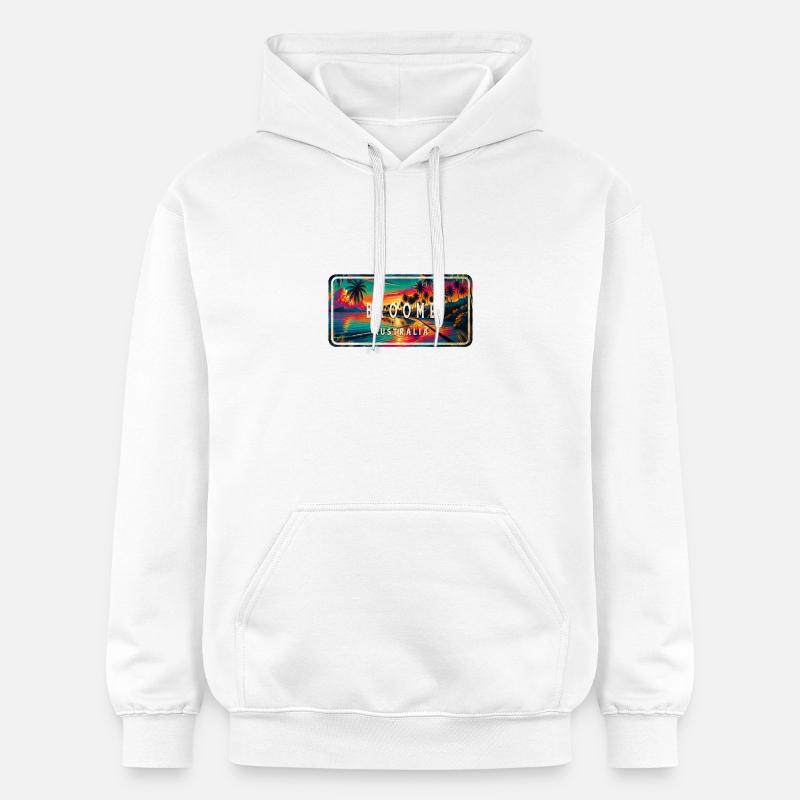 Broome Australie Palmiers Signe Design - Sweat à capuche Softstyle® Gildan Unisexe - blanc