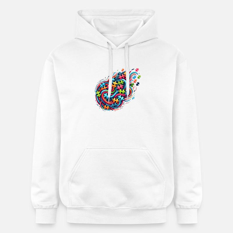 Design coloré inspiré des puzzles - Sweat à capuche Softstyle® Gildan Unisexe - blanc
