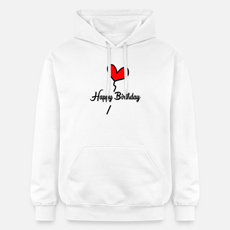 HAPPY BIRTHDAY. JOYEUX ANNIVERSAIRE. ANNIVERSAIRE. - Sweat à capuche Softstyle® Gildan Unisexe - blanc
