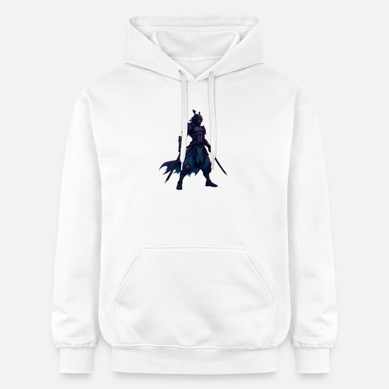 Illustration de guerrier cyber-samouraï - Sweat à capuche Softstyle® Gildan Unisexe - blanc