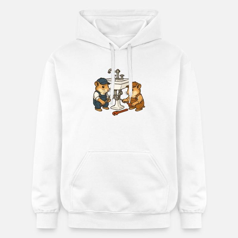 Les hamsters réparent l’évier - Sweat à capuche Softstyle® Gildan Unisexe - blanc