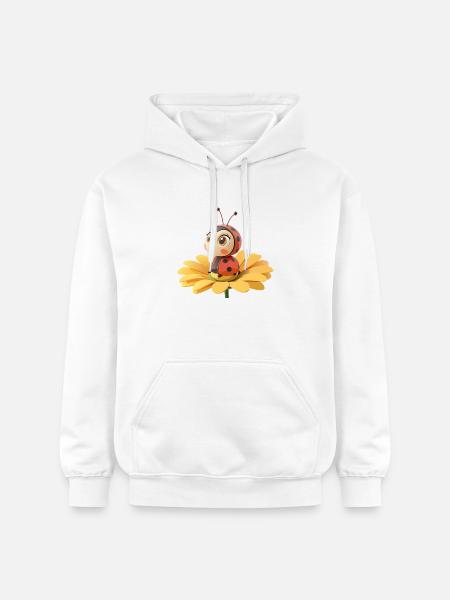 Cute ladybug on a flower - Gildan Unisex Softstyle® Midweight Hoodie - white