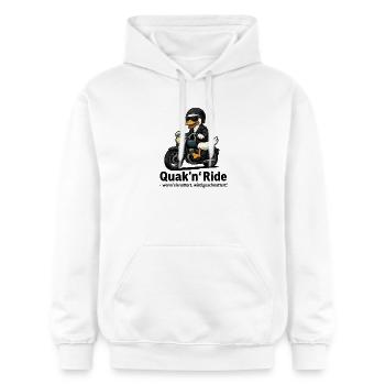 Quak’n’Ride – Canard à moto avec dicton - Sweat à capuche Softstyle® Gildan Unisexe - blanc - Devant - Liana (172cm) & Jaron (178cm)