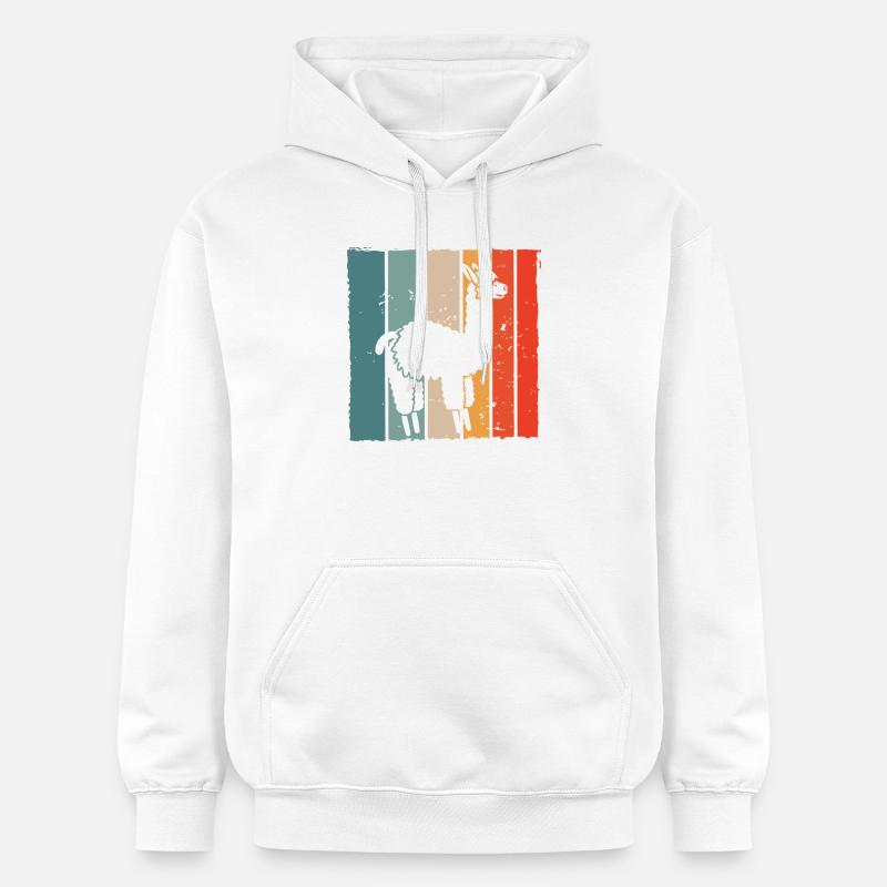 Lama Imprimé Rayures Rétro - Sweat à capuche Softstyle® Gildan Unisexe - blanc