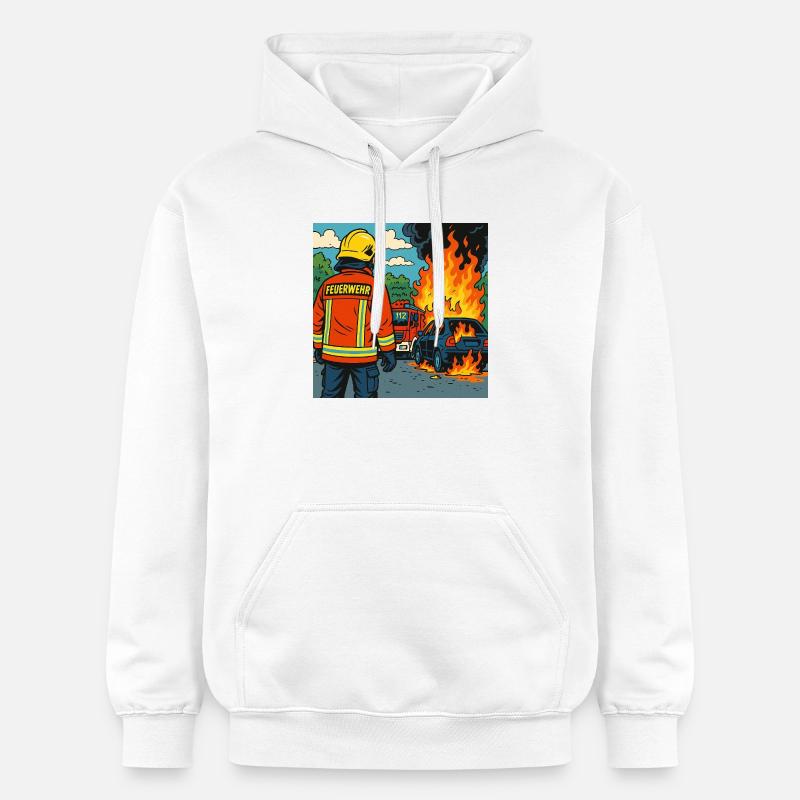 Brandbekämpfer Cartoon Einsatz - Gildan Unisex Softstyle® Midweight Hoodie - Weiß