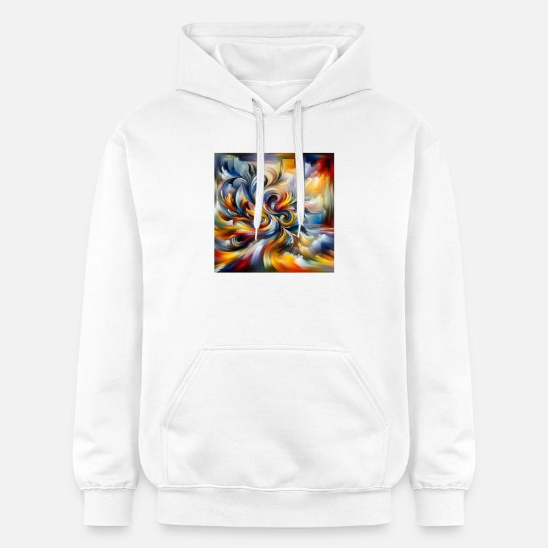 Peinture abstraite tourbillon plume art - Sweat à capuche Softstyle® Gildan Unisexe - blanc