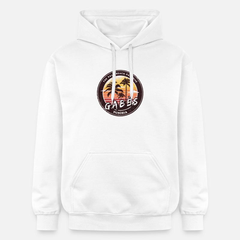 Gabès Tuneisen Palmier Design - Sweat à capuche Softstyle® Gildan Unisexe - blanc