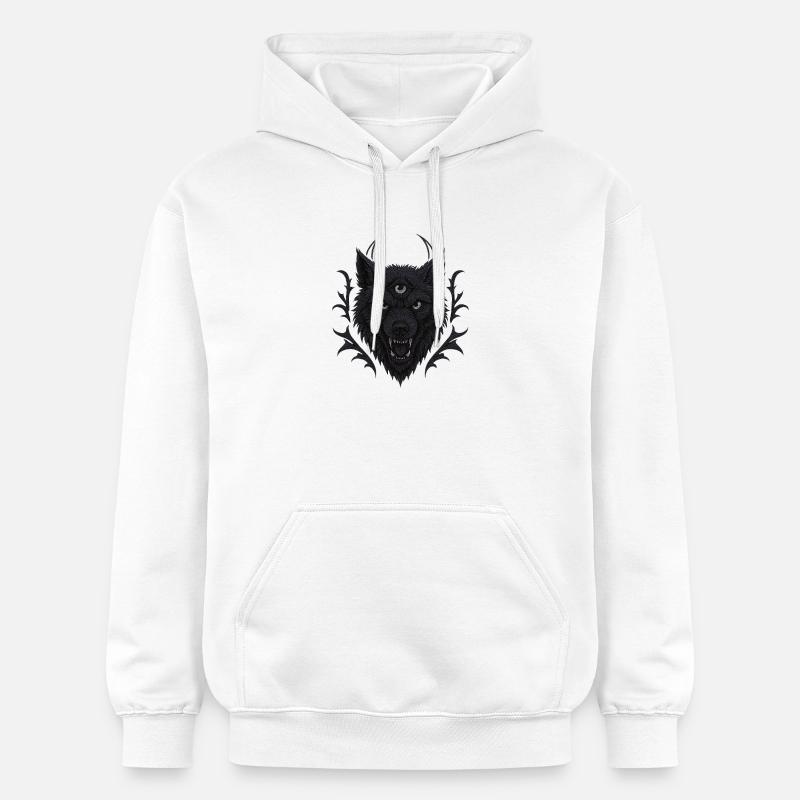 Loup mystique à trois yeux - Sweat à capuche Softstyle® Gildan Unisexe - blanc
