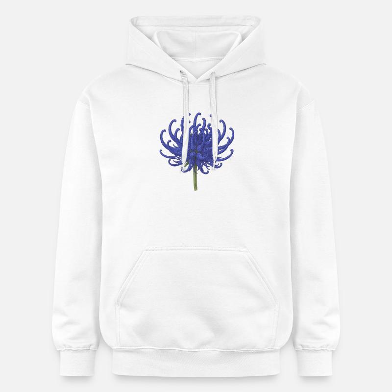 Illustration élégante de chrysanthème bleu - Sweat à capuche Softstyle® Gildan Unisexe - blanc