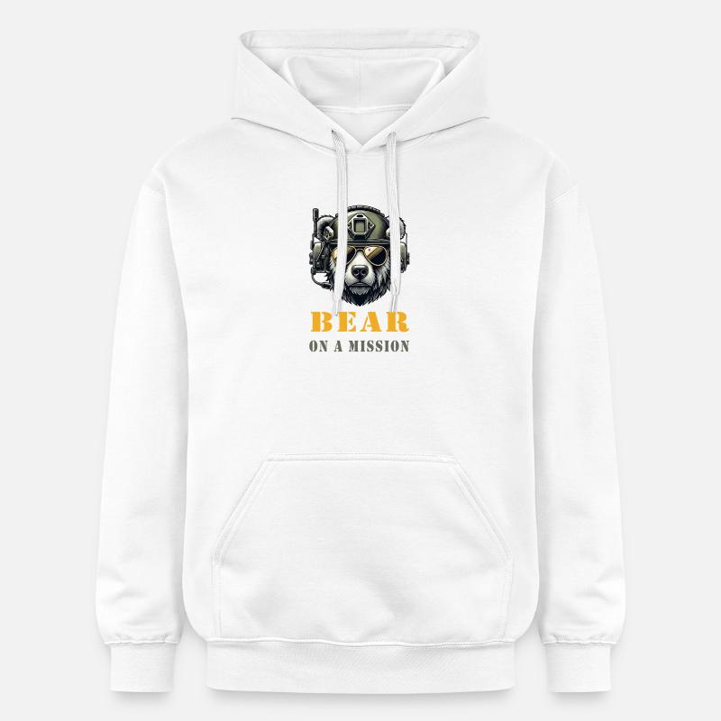 Ours en mission / Conception militaire - Sweat à capuche Softstyle® Gildan Unisexe - blanc