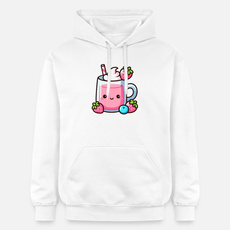 Kawaii Erdbeermilch Becher Design - Gildan Unisex Softstyle® Midweight Hoodie - Weiß