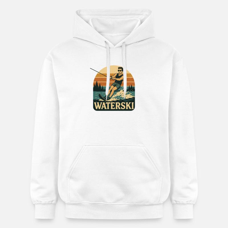 Illustration d’aventure de ski nautique - Sweat à capuche Softstyle® Gildan Unisexe - blanc