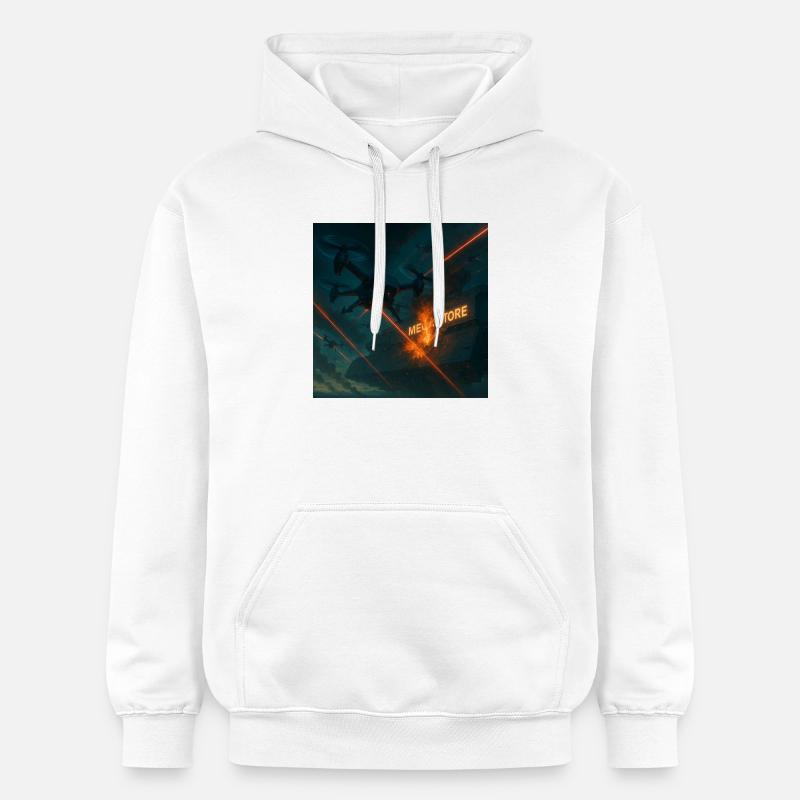 Futuristisches Angriffsbild eines Luftwaffenstützpunkts - Gildan Unisex Softstyle® Midweight Hoodie - Weiß