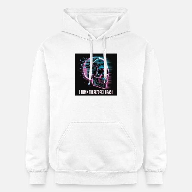 Crâne cyberpunk avec glitch numérique - Sweat à capuche Softstyle® Gildan Unisexe - blanc