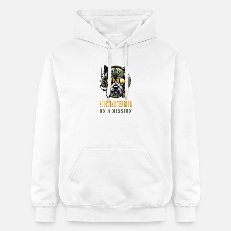 Terrier écossais en mission - Militaire - Sweat à capuche Softstyle® Gildan Unisexe - blanc