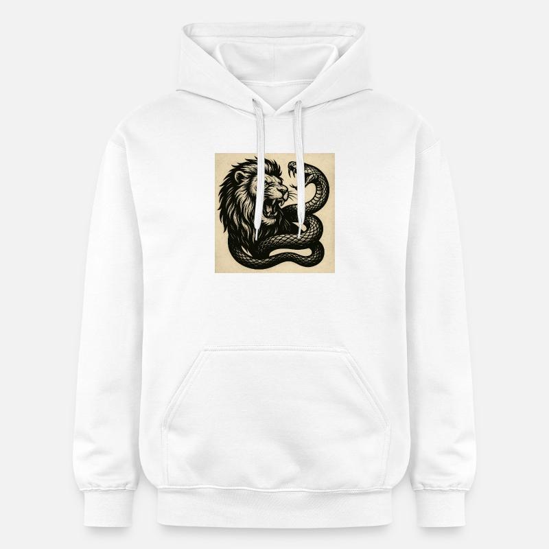 Lion et Serpent TattooDesign - Sweat à capuche Softstyle® Gildan Unisexe - blanc