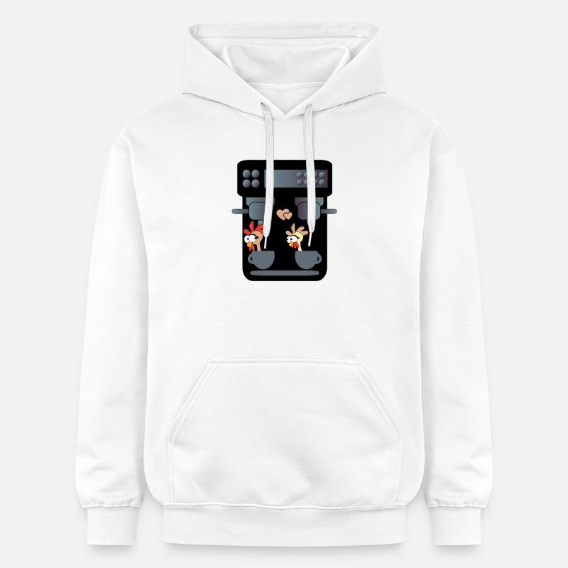 DRÔLE DE POULETS CAFETIÈRE CAFÉ - Sweat à capuche Softstyle® Gildan Unisexe - blanc