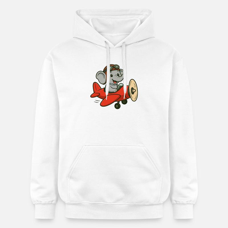 Mignon pilote d’éléphant dans l’avion - Sweat à capuche Softstyle® Gildan Unisexe - blanc