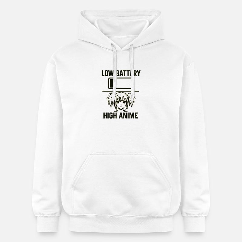 Fille d’anime avec avertissement de batterie - Sweat à capuche Softstyle® Gildan Unisexe - blanc