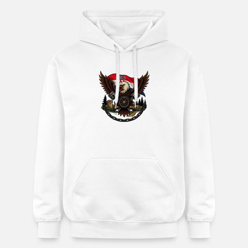 Aigle Impérial Croisé de Croatie - Sweat à capuche Softstyle® Gildan Unisexe - blanc